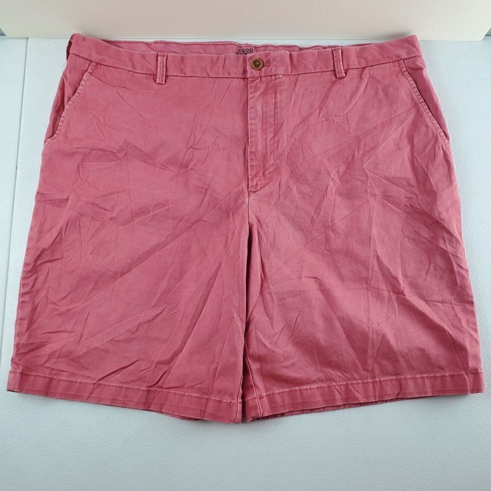 Izod Stretch Chino Shorts Outdoors Straight Big Tall Pockets Cotton Men 40 x 9.5